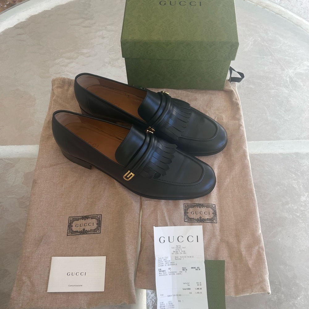 Gucci Black Leather Men's Loafers